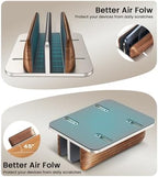 LOXP Vertical Laptop Stand, Dual Slot Wooden + Aluminum Laptop Holder - Image 5