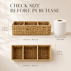 Operitacx Wicker Basket Organizer, 2-Pack with 3 Sections for Countertops - Image 3