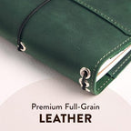 TORAKIP Leather Journal Cover for Field Notes – Handmade Refillable Notebook Cover with 3 Elastic Bands, Card Slots & Pen Holder, Small Travel Journal Cover 3.5" x 5.5" (Paper Not Included), Green - Image 3
