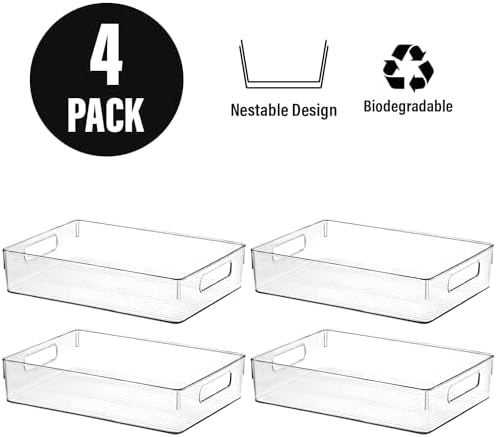 Clear Plastic Storage Bins, Pantry Organizers and Storage, Kitchen Organization and Storage Containers Bins for Organizing, Fridge, Freezer, Bathroom, Pantries, Medicine Cabinet Organizer Bin - Image 4