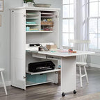 Sauder Miscellaneous Storage Craft & Sewing Armoire, L: 35.11" x W: 21.81" x H: 61.58", Glacier White finish - Image 4