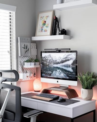 SAMDI Wooden Computer Monitor Stand Save Space Desktop Riser for Computers LCD Monitors Laptop PC iMac Notebook Apple MacBook(Black Walnut) - Image 7