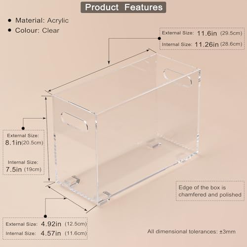 Crystal Clear Acrylic Magazine Holder,Space Saving Magazine Rack, Book Basket, Storage Organizer Bin for Living Room, Bathroom, Home Office, Newspapers - Image 2