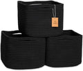 NaturalCozy Storage Cubes 9”x9”x7”Cotton Rope Woven Baskets for Organizing 3-Pack | 9 Inch Cube Storage Bin | Small Basket for Shelf Nursery, Pantry, Decorative Plant, Bathroom Closet, Toy Gift by NaturalCozy