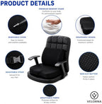 2-in-1 Memory Foam Seat Cushion & Lumbar Support Set | Ergonomic Office Chair Cushion for Tailbone, Sciatica & Help Back Pain Relief | Non-Slip Coccyx Pad, Washable Cover, Adjustable Strap - Image 3