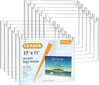 MaxGear Acrylic Wall Mount Sign Holder, 11 x 17 Landscape, 12 Pack by MaxGear