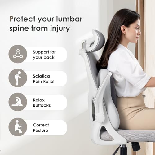 FLORICH 3 PCS Seat Cushion for Carseat Lumbar Support Pillow Car Neck Headrest Pillows Ultrathick Memory Foam Seat Pads Pressure Relief Back Cushion for Office Chair-Dark Beige Grey - Image 6
