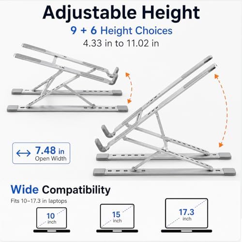 Adjustable Foldable Portable Laptop Stand for Desk Gray - Image 2