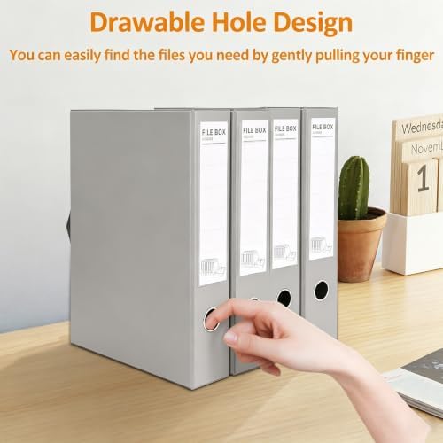 HUA JIE 6 Pack A4 Storage File Boxes Plastic Archives Cases with Clip,Grey - Image 4