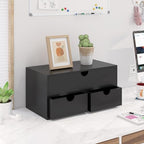 Bamboo Desk Organizer with Drawers Desktop Storage Drawers for Bills Office Supplies Kitchen Utensils Organizing Tool for Home Classroom Organization No Assembly (Black) - Image 2