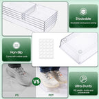 Criusia Drawer Organizer Set, Acrylic Non Slip Non Cracking Kitchen Drawer Storage Tray Large Size Divider, Multifunctional Storage for Cosmetics, Bathroom, Tools, Kitchen and Office (8 PACK) - Image 2