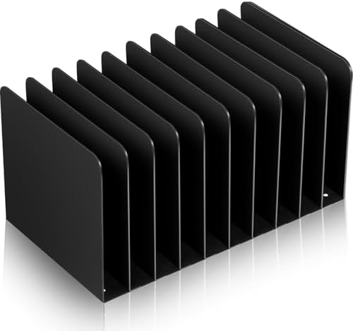 Suzile Metal Desktop File Organizer, 10 Compartment, Vertical File Sorter by Suzile