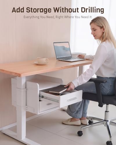Under Desk Drawer for Standing Desk, No Drill, 30 lb, Desk Leg Mounted - Image 6