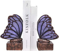 Vintage Purple Butterfly Bookends,Resin Book Ends for Shelves,Heavy Duty Decorative Bookends,Creative Book Stopper Holder Decor for Desk Home Office,Shelf Decoration,Gifts for Mother's Day by Kakizzy