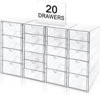 20 Drawers Acrylic Makeup Organizer, stackable Acrylic Storage Drawer by testyu