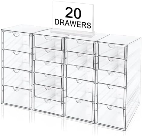 20 Drawers Acrylic Makeup Organizer, stackable Acrylic Storage Drawer by testyu
