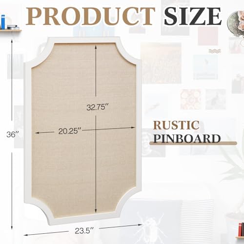 Wonderjune Linen Display Pinboard, Scalloped, 24'' X 36", Bright White - Image 3