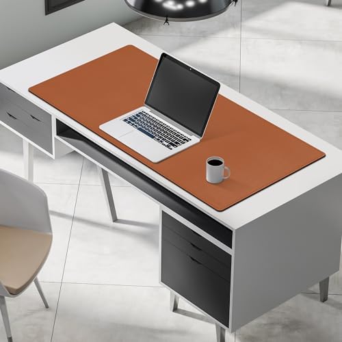 Mydours 40" x 20" Extra Large Desk Mat, PU Leather & Cork Desk Pad, (Brown) - Image 4