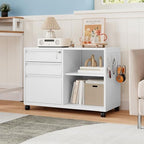 MIIIKO 3 Drawer File Cabinet with Lock, Metal Lateral Rolling Printer Stand Filing Cabinets for Home Office Storage,A4, Letter,File Folders(White) - Image 2