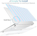 MEEgoodo for MacBook Air 13.3 inch Case 2021 2020 2019 2018 A2337 M1 A2179 A1932, Laptop Shell for MacBook Air M1 with Keyboard Webcam Cover & Trackpad Film & Type C Adapter, Pink and Blue Stripes - Image 5