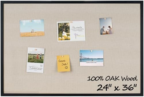 Fun Memories Cork Board Bulletin Board for Office, 24" x 36" Pine Wooden Framed Corkboard, Wall Mounted Notice Pin Board for School Home & Office, Black by FunMemories