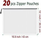 20pcs Mesh Zipper Pouch Bags, Multipurpose Waterproof Organization Storage Bag for Office School Home Travel (A3 Size 16.9''x12'', White and Black) - Image 2