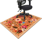 Office Chair Mat for Hardwood & Tile Floor,Boho Floral 36"x48" Computer Chair Mat for Rolling Chairs Carpet,Under Desk Non Slip Gaming Rug,Low-Pile Rubber Backing Large Protector Mat(Orange) by puwbnhj