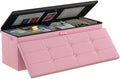 DocSafe Storage Ottoman Bench, Fireproof＆Waterproof Folding Bench with Lock(15”x 43”x15”), Leather Storage Chest with Handles＆2 Extra Boxes, Ottoman Safe for Bedroom,Living Room,Home Office, Pink by DocSafe