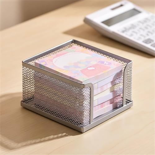 Post It Note Holder Metal Mesh Desktop Sticky Note Box 5 Pack Office Supplies Storage Organizer Memo Stand Paper Holder Desk Accessory Silver - Image 6
