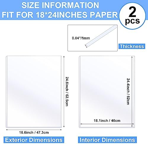 Sherr 2 Pcs 18 x 24 Inches Rigid Print Protectors Clear Hard Plastic Sheet Protectors Poster Sleeves for Protect Store and Display Photographs, Prints and Documents - Image 2