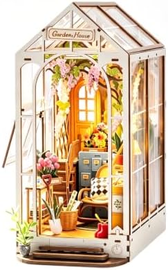 Rolife DIY Book Nook Kit Garden House, DIY Miniature Booknook Kit 3D Creative Decorative Bookend Bookshelf Insert 3D Puzzle for Adults, Halloween/Christmas Decorations/Gifts for Adults (Garden House) by Rolife