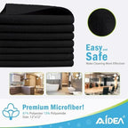 AIDEA Microfiber Cleaning Cloth-600PK, Soft Microfiber Towels for Cars, Absorbent Cleaning Rags, Lint-Free Streak-Free Wash Cloths for House, Kitchen, Window(12in.x12in), Black - Image 2