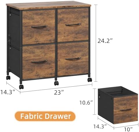 HIGDBFE 4 Drawer Lateral File Cabinet, Mobile Filing Cabinet Printer Stand - Image 2