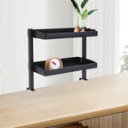 LYNICESHOP Clamp On Desk Shelf,2-Tier Adjustable Storage Organizer with Tray for Laptop, Office Supplies and Decor 22lbs Capacity per Shelf (Black/White) (Black) - Image 7