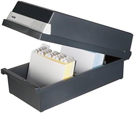 HAN 956-13, Card Filing Box A6 Landscape. Innovative, Attractive Design Holds 1,300 Cards, readjustable lid Supplied with Large Inscription Label, Black - Image 2