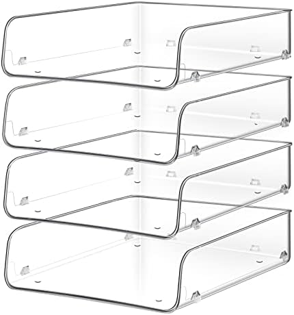 Stackable Paper Trays, 4 Tier Desk File Organizer, Document Letter Tray for Office Supplies, Magazine by Lunmore