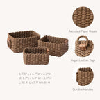 LA JOLIE MUSE Small Wicker Baskets for Organizing, Brown 3 Pack - Image 4