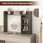 BECOMFORT Desk Hutch, Desk Organizer Shelf w/ 5 Storage Compartments, up to 27” Monitor, Wooden Display Rack, Desktop Bookshelf for Vanity Dressing Tabletop College Dorm Home & Office - Image 6