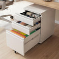 3 Drawer White File Cabinet with Lock, Rolling Under Desk Cabinet by TEEALUBAN