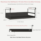 Expandable Under Cabinet Shelf Organizer with 1.25 Inches Thick Clips, Heavy Duty Extendable Under Shelf Storage Basket for Pantry or Laundry Room, Black, 1 Pack, Interior: 5.7" H x 8.54" D - Image 3