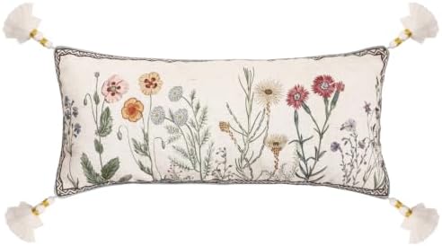 ISAENNE Designer Vintage Linen Throw Pillow Cover,28"x12"-Serenity D by Isaennehomedecoration