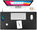 Wireless Charging Desk Mat,Mouse Pad, Black-L, 32 * 16inch by ACOOFCGOU