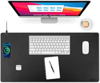 Wireless Charging Desk Mat,Mouse Pad, Black-L, 32 * 16inch by ACOOFCGOU