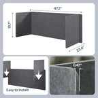 Desk Divider Privacy Screen 3 Panel Sound Absorbing - 47.2”x 23.6”x 19.7” Freestanding Acoustic Partitions for Office, Noise Reducing Panels for School, Home, Library,Dark Grey - Image 2