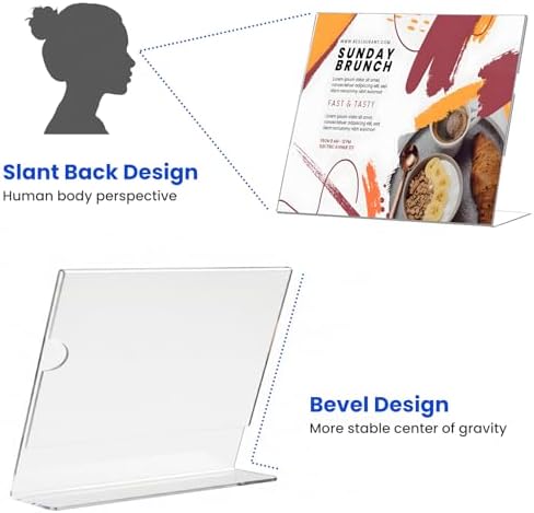 Acrylic Sign Holder 8.5 x 11 Horizontal , Clear Plastic Display Stand for Tabletop, Acrylic Stands for Flyers, Table Paper Holder, Vertical Sign Holder 8.5x11 for Restaurants, Office and School (Slant 15 Pack 11x8.5) - Image 6