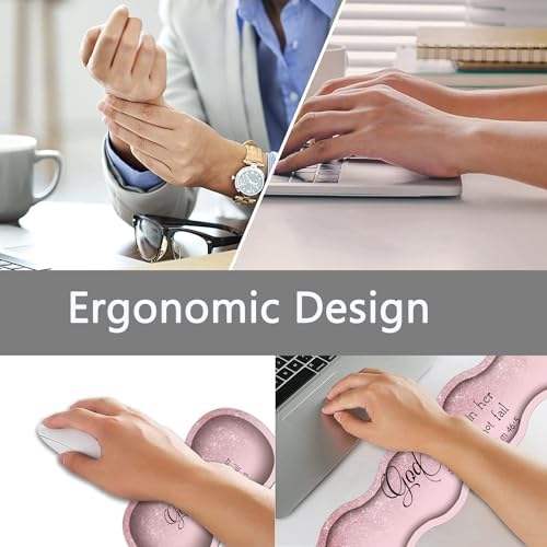 Large Gaming Mouse Pad + Keyboard Wrist Rest + Wrist Support + Coaster Set, Memory Foam Ergonomic for Easy Typing, XXL Extended Gaming Mouse Pad Table Pad - Bible Psalm 46:5 - Image 5