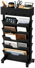 5 Tier Rolling Book Cart Multi-Functional Movable Storage Bookshelves by Unknown