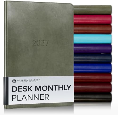 Gallery Leather Desk Monthly Planner 2026-2027 Acadia Cactus by GalleryLeather