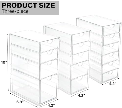 Prsildan 15 Drawers Teacher Toolbox Acrylic Containers, Set of 3 - Image 3