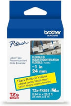 Brother Genuine P-Touch TZE-FX651 Flexible-ID Laminated Tape, Black on Yellow, Best Suited for Wire Wrapping and Flagging, Water-Resistant, 0.94" x 26.2' (24mm x 8M) by Unknown
